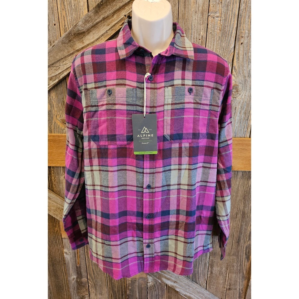 Alpine Design Purple Fuchsia Long Sleeve Flannel - Medium
